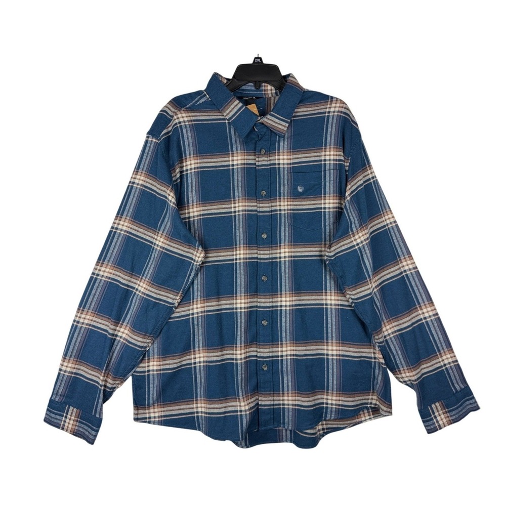 Eddie Bauer Mens Field Flannel Flex 2.0 Shirt XXL Blue Plaid Long Sleeve NWT